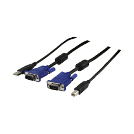 König CMP-KVMCAB25 Kabel voor KVM-switch (3.0M, VGA-Male+USB-A naar VGA-Male+USB-B, Zwart)