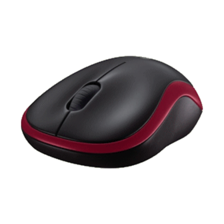 Logitech M185 Wireless Mouse (Zwart/Rood, USB nano-receiver)