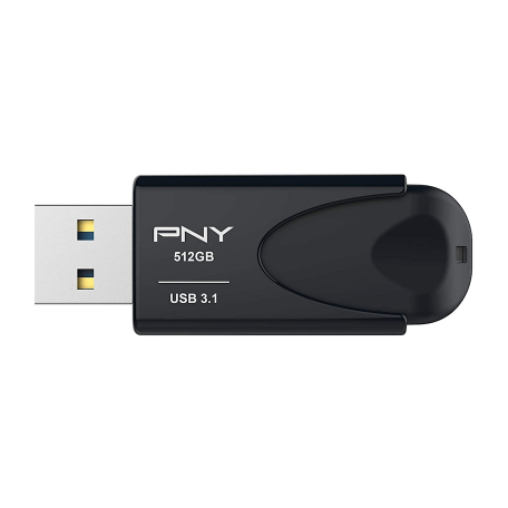 PNY FD512ATT431KK-EF Attaché 4 3.1 512GB USB 3.2 Flash Drive (Zwart, Uitschuifbaar, 80MB/s)