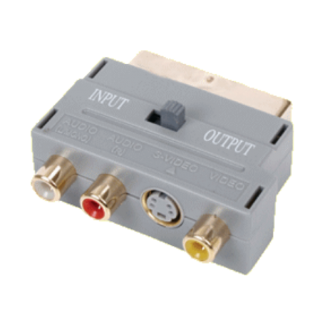 AWM SC-GLD-ABS Scart-Adapter -> 3x RCA & Svideo + in/uit