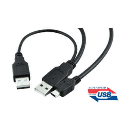 AWM USB-Y-DATA Y-kabel 2x USB2.0 A naar Mini-USB B (5-polig,65cm)